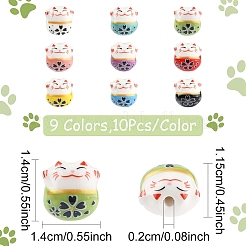 10Pcs Handmade Printed Porcelain Beads&nbsp;PORC-YW0001-29A