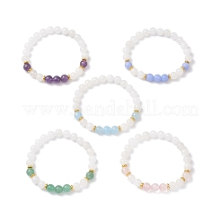 Round Natural Mixed Gemstone Beads Stretch Bracelets for Women&nbsp;BJEW-JB12760