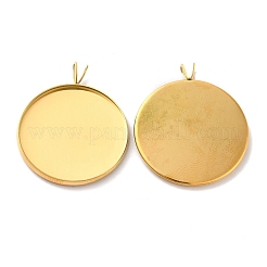 Ion Plating(IP) 304 Stainless Steel Pendant Cabochon Settings&nbsp;STAS-I069-37G-25MM