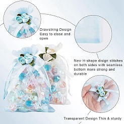40Pcs 4 Colors 3D Flower Organza Drawstring Bags&nbsp;OP-BBC0001-06B