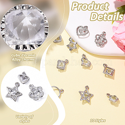 100Pcs 10 Styles Rack Plating Eco-Friendly Alloy Charms&nbsp;FIND-YW0008-79