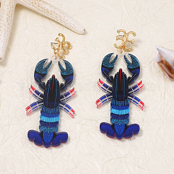 Acrylic & Alloy Stud Dangle Earrings for Women&nbsp;WG8B1A0-02