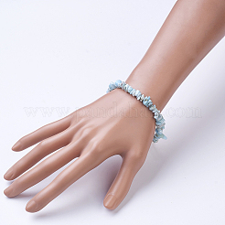 Natural Larimar Beaded Bracelets&nbsp;X-BJEW-JB02681-01