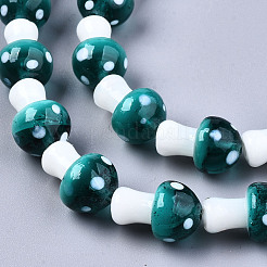 Mushroom Handmade Lampwork Beads Strands&nbsp;X-LAMP-R116-14