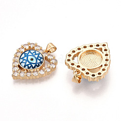 Brass Micro Pave Clear Cubic Zirconia Pendants for Women&nbsp;KK-T070-93A-01