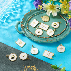 12Pcs 6 Styles Brass Enamel Pendants&nbsp;KK-TA0008-59