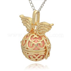Golden Tone Brass Hollow Round Cage Pendants&nbsp;KK-J233-07G