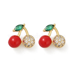 Brass Micro Pave Cubic Zirconia Stud Earrings&nbsp;EJEW-F895-27A-01G