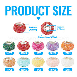 100Pcs 10 Colors AB Color Resin Rose Flower European Beads&nbsp;RESI-TA0003-89