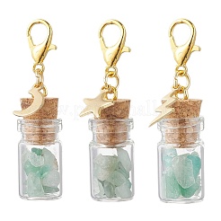 21Pcs 7 Styles Chakra Natural & Synthetic Gemstone Chips inside Glass Wishing Bottle Pendant Decoration&nbsp;HJEW-JM03307