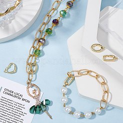 6Pcs 3 Styles Rack Plating Brass Spring Gate Rings&nbsp;KK-SC0006-09
