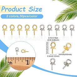 60Pcs 2 Colors 304 Stainless Steel Cup Pearl Peg Bails Pin Pendants&nbsp;STAS-YW0003-64