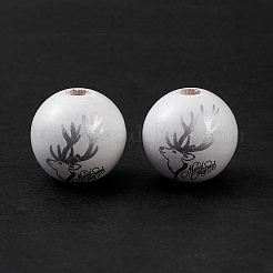 Printed Natural Wood European Beads&nbsp;WOOD-C015-06A