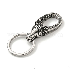Tibetan Style 316 Surgical Stainless Steel Fittings with 304 Stainless Steel Key Ring&nbsp;FIND-Q101-09AS-02