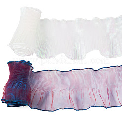 4 Yards 2 Colors Mermaid Color Polyester Pleated Lace Trim Ribbon&nbsp;DIY-TA0012-01