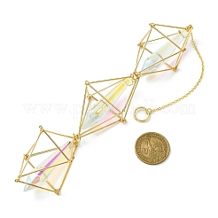 Brass Pouch Transparent Glass Big Cone Pendulum Pendant Decorations&nbsp;HJEW-JM01733