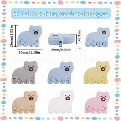 12Pcs 6 Colors Bear Food Grade Eco-Friendly Silicone Focal Beads&nbsp;SIL-SC0001-89