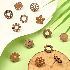 22Pcs 11 Styles Walnut Wood Stud Earring Findings&nbsp;MAK-CJ0001-17