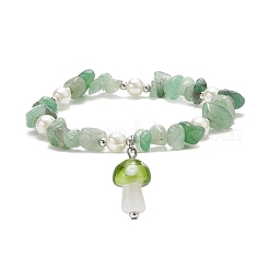 4Pcs 4 Style Natural & Synthetic Mixed Gemstone Chips & Glass Pearl Beaded Stretch Bracelets Set&nbsp;BJEW-TA00207