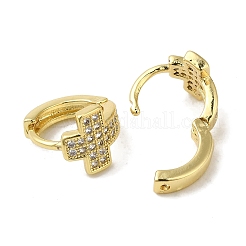 Brass Pave Clear Cubic Zirconia Huggie Hoop Earrings for Women&nbsp;EJEW-C097-12G-05