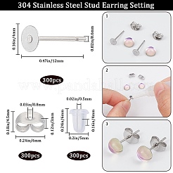 300Pcs 304 Stainless Steel Flat Round Blank Peg Earring Post&nbsp;STAS-SC0007-33A