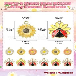 30Pcs 6 Styles Rack Plating Alloy Enamel Pendants&nbsp;ENAM-CJ0006-25