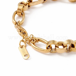 PVD Vacuum Plating 201 Stainless Steel Heart Charm Bracelet for Women&nbsp;STAS-P304-28G