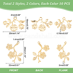 40Pcs 4 Styles 304 Stainless Steel Pendants&nbsp;STAS-UN0033-81