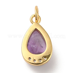 Natural Amethyst Teardrop Charms&nbsp;G-A034-01G-04