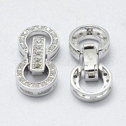 Anti-Tarnish Rhodium Plated 925 Sterling Silver Cubic Zirconia Watch Band Clasps&nbsp;STER-F037-124P