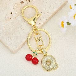Brass Micro Pave Clear Cubic Zirconia Letter Pendant Keychain&nbsp;KEYC-SW00015-Q