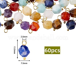 60Pcs Chakra Theme Natural Mixed Stone Charms&nbsp;FIND-HY0001-26