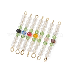 7Pcs 7 Colors Electroplate Glass Faceted Rondelle and Bicone Beaded Connector Charms&nbsp;PALLOY-JF04762