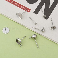 Non-Tarnish 304 Stainless Steel Stud Earring Settings & Findings&nbsp;STAS-MSMC002-05P