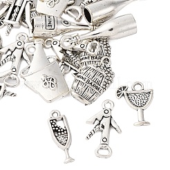 35Pcs 7 Styles Wine Theme Tibetan Style Alloy Pendants&nbsp;TIBE-FP0001-10