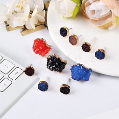 Electroplate Druzy Resin Stud Earrings&nbsp;RESI-SZ0001-22