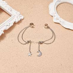Non-Tarnish 304 Stainless Steel Ear Cuff Drop Chains Stud Earrings&nbsp;EJEW-TA00110