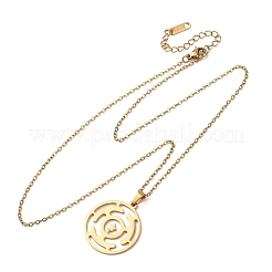 304 Stainless Steel Labyrinth Symbol Pendant Cable Chain Necklace for Men Women&nbsp;NJEW-K308-08G
