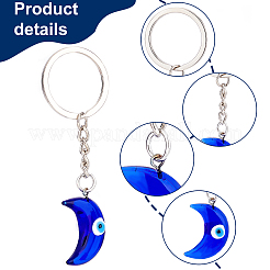 8Pcs 8 Style Glass Keychains&nbsp;KEYC-PH0001-53