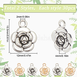 60Pcs 2 Colors Tibetan Style Alloy Pendants&nbsp;FIND-SC0010-55