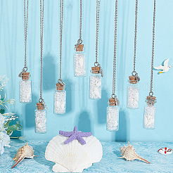 8Pcs 8 Style Glass Sea Wish Bottle with Natural Trumpet Shell Pendant Necklaces Set&nbsp;NJEW-AB00005