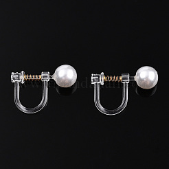 Resin Clip-on Earring Converter with ABS Plastic Imitation Pearl Beaded&nbsp;STAS-T064-02G