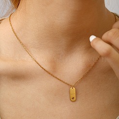 201 Stainless Steel Smile Oval Pendant Necklaces for Women&nbsp;WG85DC7-01