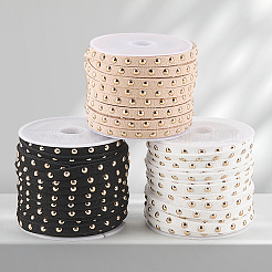 3 Rolls 3 Colors Flat Faux Suede Cord with Alloy Rivets&nbsp;LW-CL0001-08A