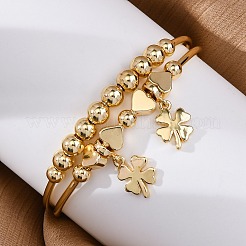 Brass Cuff Charm Bangles&nbsp;BJEW-U025-05G