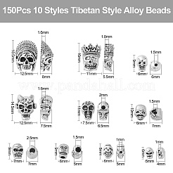 150Pcs 10 Styles Tibetan Style Alloy Beads&nbsp;TIBEB-CJ0001-21