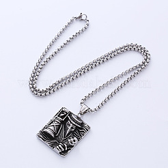Stainless Steel Raven Gentleman Plague Doctor Pendant Necklaces for Men&nbsp;WX0578