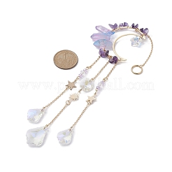 Moon Natural Amethyst & Electroplated Natural Quartz Crystal Pendants Decorations&nbsp;HJEW-JM01265