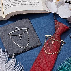 2Pcs 2 Colors Brass Tie Clip Chains&nbsp;AJEW-PH0008-26