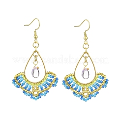 Handmade Glass Seed Beads & Glass Dangle Earrings&nbsp;EJEW-MZ00370-02